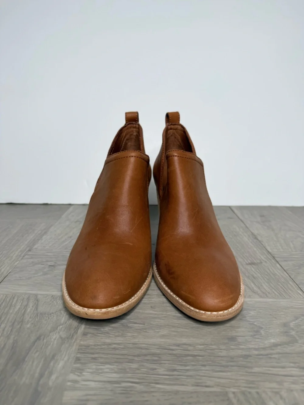 Jeffrey Campbell Rosalee Brown Leather Heeled Bootie 8 1/2